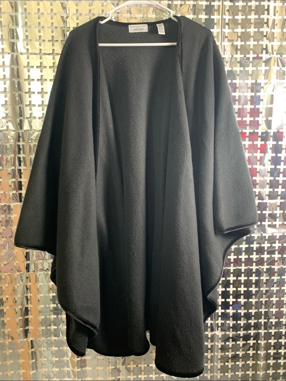 Lord & Taylor Black Open-Front Cape Coat